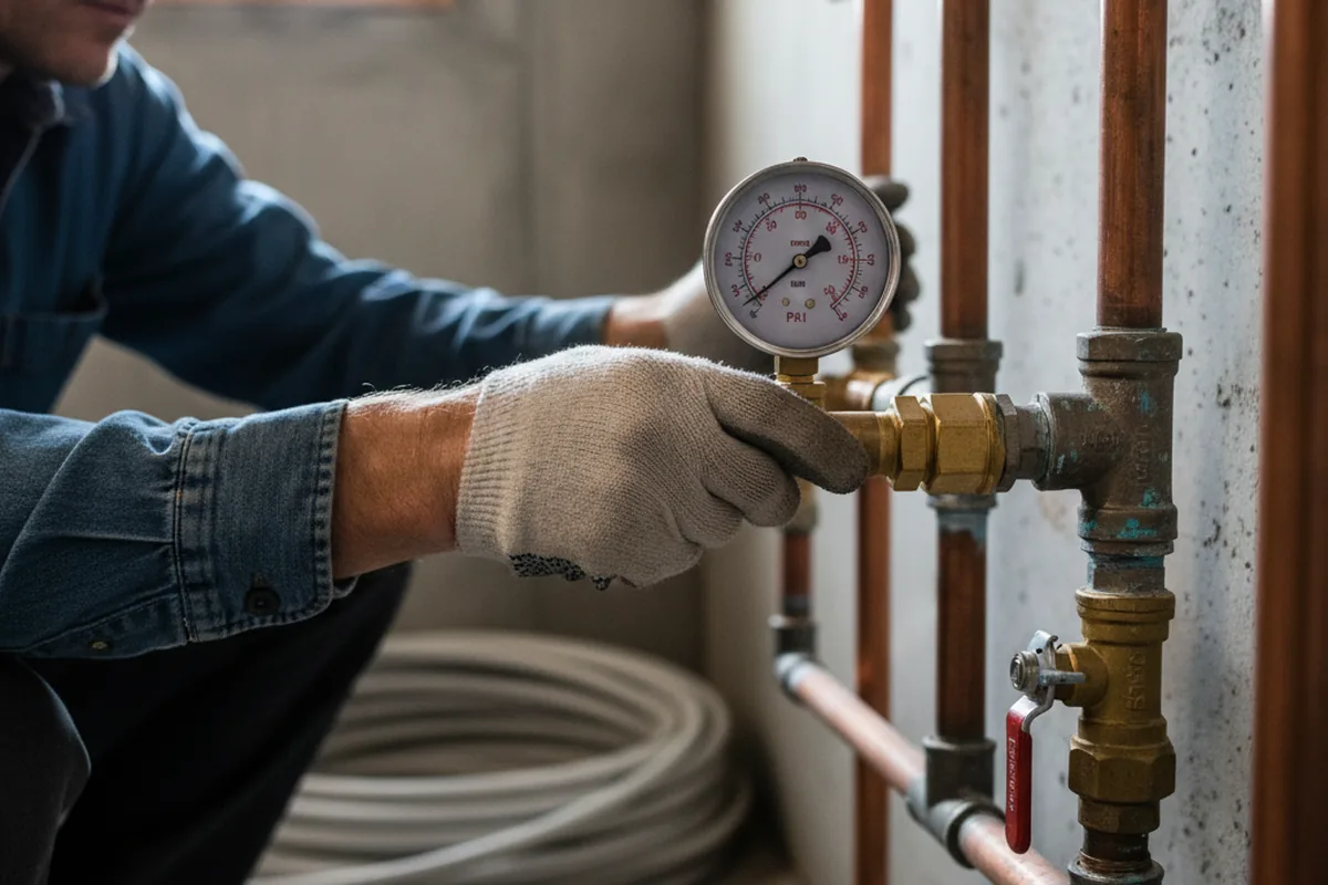 Pressure testing a repaired line during Water Line Repair in Meadville